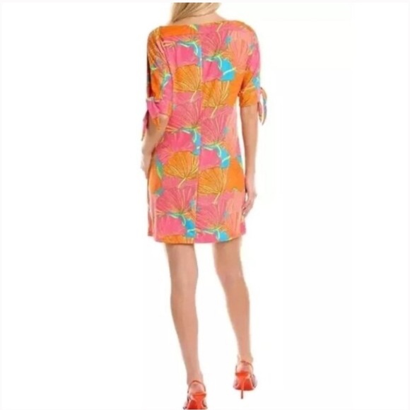 Trina Turk mini dress floral Ginko tie sleeve beach tropical vacation M - Picture 2 of 7